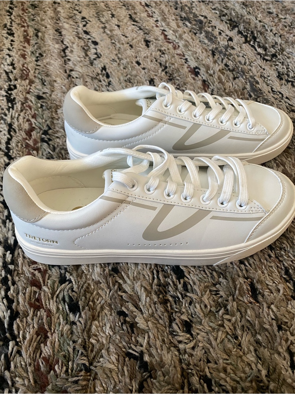 Tretorn White Sneakers with Light Beige Accents. Size 7 Women